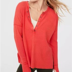OFFLINE  Aerie Waffle Henley Orange long sleeve